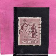 MAURITIUS GREAT BRITAIN 1953 QUEEN ELISABETH II Statue Of Mahe La Bourdonnais REGINA ELISABETTA CENT. 20c USED USATO OBL - Mauricio (...-1967)