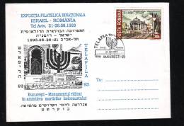 EXHIBITION PHILATELIQUE TEL AVV ISRAEL - ROMANIA,1993  Special Cover Obliteration Concordante   Romania. - Autres & Non Classés