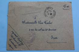 1942 Guerre Militaria Lettre F.M. Cachet Militaire Adjudant 29e Train 1é BRI + CAD Postal De Constantine RP Algérie - Cartas & Documentos