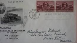 LOCOMOTIVE ANNEES 50  -  FIRST DAY OF ISSUE - HONORING THE RAILROAD ENGINEERS OF AMERICA- CASEY JONES - Brieven En Documenten