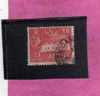 ADEN GREAT BRITAIN 1953 QUEEN ELISABETH II MOSQUE REGINA ELISABETTA MOSCHEA CENT. 25c USED USATO OBLITERE' - Aden (1854-1963)