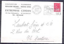 LETTRE  Cachet  93  BAGNOLET Ppal    Le 25 5 1972    Envel Commerciale PUB Pour 92 NANTERRE - Lettres & Documents