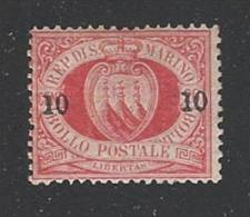 SAN MARINO - 1892: Valore Nuovo S.t.l. Soprastampato 10 C. Su 20 C. Rosso (catalogo N. 11) - In Buone Condizioni. - Neufs