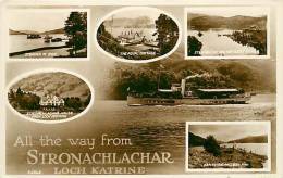 185237-Scotland, Stronachlachar, RPPC, Loch Katrine, Multi-View Scenes, Steamship, Valentine´s No A6543 - Stirlingshire