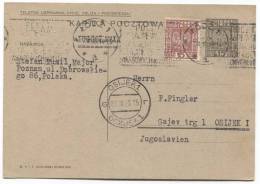 POLAND - LODZ, 1935. Postal Stationery To Yugoslavia - Oblitérés
