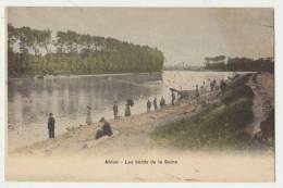 ABLON : LES BORDS DE LA SEINE - PECHEURS A LA LIGNE - ECRITE EN 1908 - 2 SCANS - - Ablon Sur Seine
