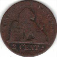 BELGIQUE MORIN N° 109 1861 2cts LEOPOLD I . (PJ8) - 2 Cent