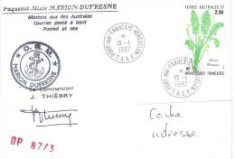 8693  MARION DUFRESNE - OP 87-3 - KERGUELEN - Covers & Documents