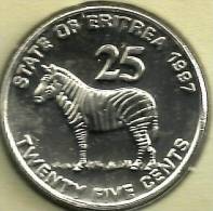 ERITREA 25 CENTS ZEBRA ANIMAL FRONT FLAG INDEPENDENCE 1991 BACK 1997 KM46 UNC READ DESCRIPTION CAREFULLY !!! - Eritrea