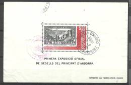 ANDORRA- CORREO FRANCES  BLOQUE Nº 1 CON UN  MATASELLOS ESPECIAL. - Blocks & Sheetlets