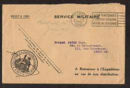 Lettre Service Militaire Artillerie Paris  Chateau Donjon Musée De La Guerre - Briefe U. Dokumente