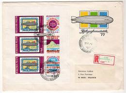 Enveloppe Courrier HONGRIE 1977 - Expo De Timbres Poste 77 De Brunswick (Zeppelin) - Feuillet Non Dentele (Yvert  A391) - Covers & Documents