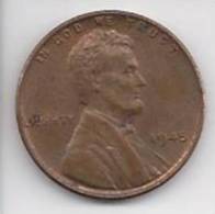 US.- Munten - USA 1 Cent 1945. Abraham Lincoln. 0.01 Dollarcent. United Status Of America. One Cent. - Otros – América