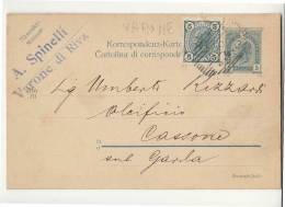 DB524-1905 Cartolina Postale VARONE Di RIVA Del GARDA-CASSONE Sul GARDA-timbro AUSTRIACO Di VARONE A BOTTE - Marcofilía (Aviones)
