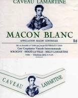 Etiquette De Vin Macon Blanc Caveau Lamartine Mis En Bouteille Par Joseph Duvernay, Cave Cooperative Vinicole Intercommu - Bourgogne