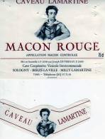 Etiquette De Vin Macon Rouge Caveau Lamartine Mis En Bouteille Par Joseph Duvernay, Cave Cooperative Vinicole Intercommu - Bourgogne