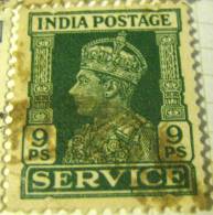 India 1939 King George VI Service Official Stamp 9p - Used - 1936-47 Roi Georges VI