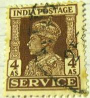 India 1939 King George VI Service Official Stamp 4a - Used - 1936-47  George VI