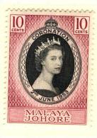 1953 QUEEN ELIZABETH CORONATION  MALAYA JOHORE - Johore