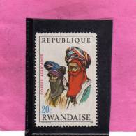 RWANDA 1969 COIFFES AFRICAINS ACCONCIATURE ORNAMENTALI AFRICANE MNH - Unused Stamps