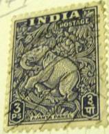 India 1949 Ajanta Panel 3p - Used - Used Stamps