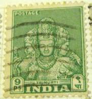 India 1949 Trimurti 9p - Used - Gebruikt