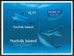 1997 Norfolk Island Squali Sharks Requins Pesci Fishes Fische Poissons Block MNH** C183 - Wale