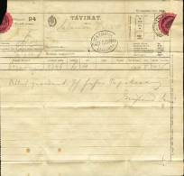 1895 Hungary. Telegraph, Telegram - Tavirat. M.K. Tavirdai NAGY SZOMBAT, Allomas. (G13b027) - Telegraphenmarken