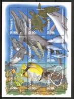 1995 St.Vincent Fauna Marina Pesci Fishes Fische Poissons Block MNH** C190 - Delfines