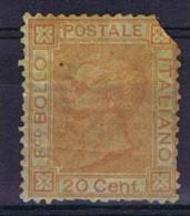 Italy: 1877 S28 Mi 28, MH Ocra Arancio 20 C, Folded Corner/damaged - Mint/hinged