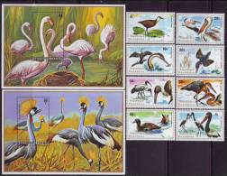 RWANDA - BIRDS - FAMINGOES - SET + 2 MS - **MNH - RARE - Flamingo's