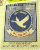 India 1973 1st Anniversary Army Postal Service Corps 20p - Used - Gebraucht
