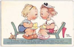 CPA  Mabel Lucie Attwell Une Conversation Amicale Enfants Poupons Bébés  Une Tasse De Café Gens Heureux Humour - Attwell, M. L.