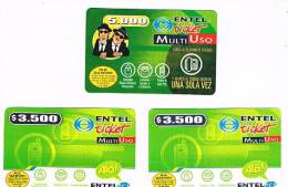 CILE (CHILE) -  ENTEL    (RECHARGE GSM) -  MULTIUSO: LOT OF 3 DIFFERENT             - USED   -   RIF. 444 - Chili