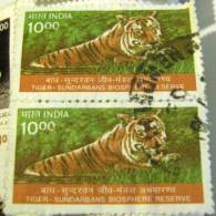 India 2000 Tiger Sundarbans Biosphere Reserve 10.00 X2 - Used - Used Stamps