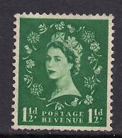 GB 1955 - 58 QE2 1 1/2d GREEN WILDING UNUSED STAMP SG 542 WMK 165.( E704 ) - Unused Stamps