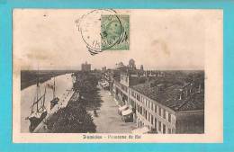 FIUMICINO PANORAMA DA EST CARTOLINA FORMATO PICCOLO VIAGGIATA NEL 1913 - Fiumicino