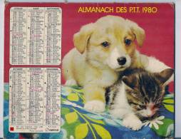 Almanach Des PTT Tarn  Double Calendrier Oberthur 1980  Chien Et Chats - Grand Format : 1971-80