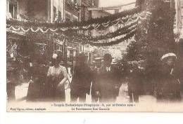 " CONGRES EUCHARISTIQUE OCTOBRE 1910 "LE PAVOISEMENT RUE CENTRALE ,BEAU PLAN ANIME REF 28713 - Amplepuis