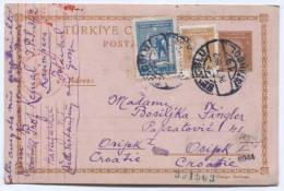 TURKEY, Germany, WW2 - Istanbul, 1942. Postal Stationery To Croatia, German Military Censorship - Usados