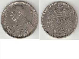 Monaco 20 Francs 1947 Km 124   Xf+  !!! Catalog Val 2016 = 20,00$ - 1922-1949 Luigi II