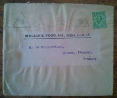 Perforation M F 1/2 P Georges V Enveloppe Mellin's Food To Amiens Obl Triangle PBH - Perfins