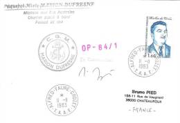 8722  MARION DUFRESNE - OP 84-1 - CROZET - Covers & Documents