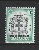 Jamaica 1962 Independence Overprints On QEII 10 Shilling Coat Of Arms FU - Jamaica (...-1961)