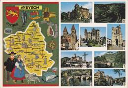 Cp , 12 , AVEYRON Touristique , Carte , Multi-Vues - Rodez