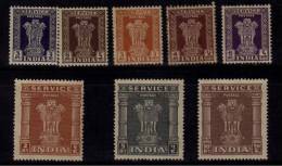 India MNH 1950-1951, Service / Official,   Wmk. Multi Star, 8v. - Official Stamps