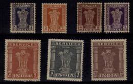 India MNH 1950-1951, Service / Official,   Wmk. Multi Star, 7v. - Dienstzegels