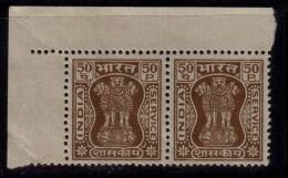 No Gum Issue, 1967-1974 Series, 50p Pair Service / Official, Wmk Large Star * India Govt., India MNH - Dienstzegels