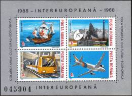 1988 Ship Satellite Train Air Plane MS Romania Stamp MNH - Sammlungen