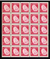 Canada MNH Scott #451q Miniature Pane Of 25 3c Praying Hands, Tagged W2B - Christmas - Feuilles Complètes Et Multiples